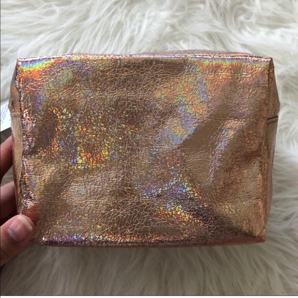 NWT ASOS crinkle metallic holographic makeup bag travel tote mini purse bags